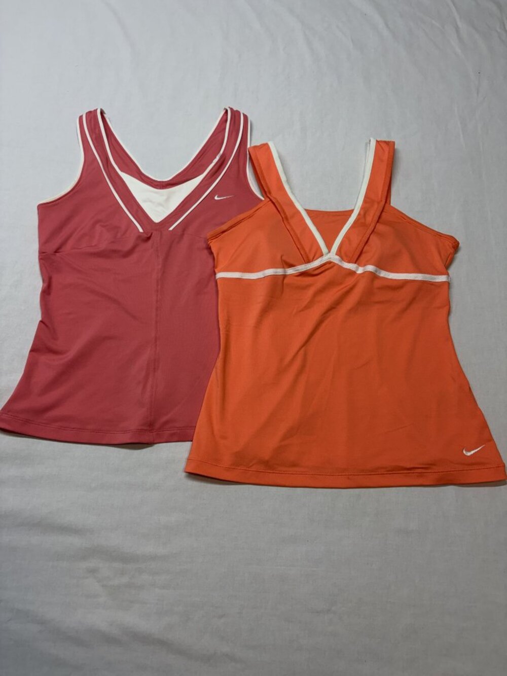 Nike Dri-FIT Tank Bundle 2 Medium Pink Orange Built-In Bra Athletic Tops